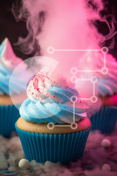 Σετ των 2 Intra Συλλεκτικό Ξύλινο Παζλ Plywood  4mm - Cupcakes με μπλε γλάσο σε χιονισμένο τραπέζι Σε Ξύλινο Κουτί - Διαστάσεις: 10x10 cm – 25 κομμάτια