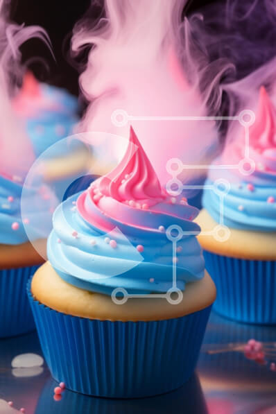 Σετ των 2 Intra Συλλεκτικό Ξύλινο Παζλ Plywood  4mm - Πολύχρωμα μπλε και ροζ cupcakes με καπνό και πάγωμα Σε Ξύλινο Κουτί - Διαστάσεις: 10x10 cm – 25 κομμάτια