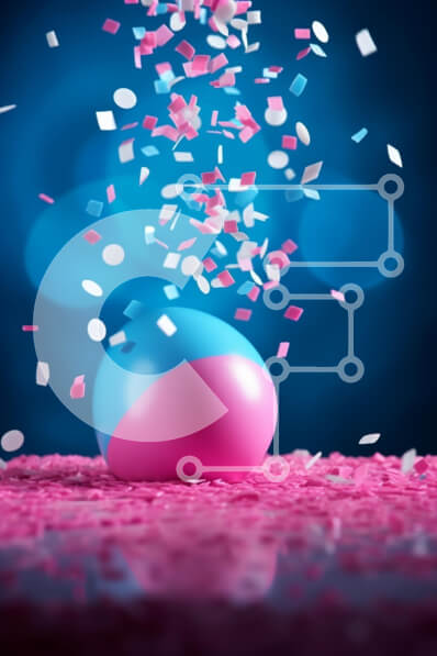 Intra Συλλεκτικό Ξύλινο Παζλ Plywood  4mm - Ροζ και μπλε αυγό με κομφετί Σε Ξύλινο Κουτί - Διαστάσεις Puzzle: 10x10 cm – 25 κομμάτια