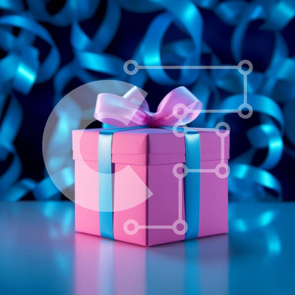 Intra Συλλεκτικό Ξύλινο Παζλ Plywood  4mm - Ροζ κουτί δώρου με πολύχρωμα μπαλόνια Σε Ξύλινο Κουτί - Διαστάσεις Puzzle: 10x10 cm – 25 κομμάτια