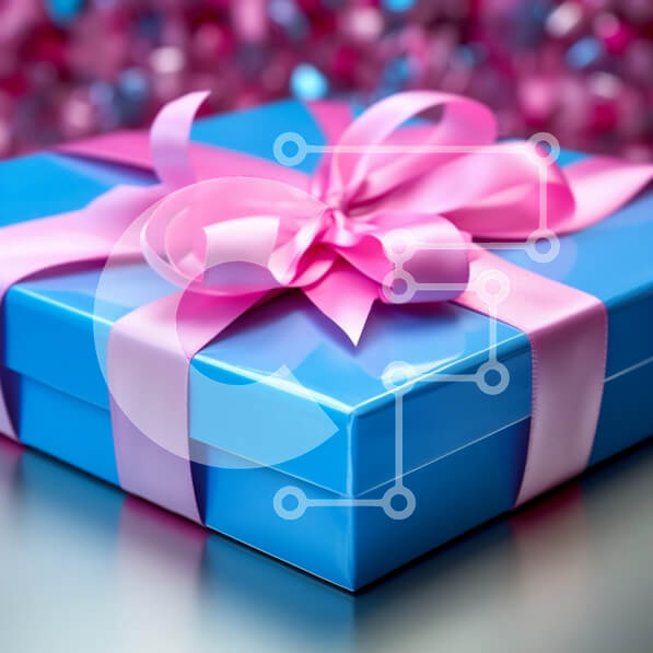 Intra Συλλεκτικό Ξύλινο Παζλ Plywood  4mm - Μπλε κουτί δώρου με ροζ κορδέλες Σε Ξύλινο Κουτί - Διαστάσεις: 10x10 cm – 25 κομμάτια