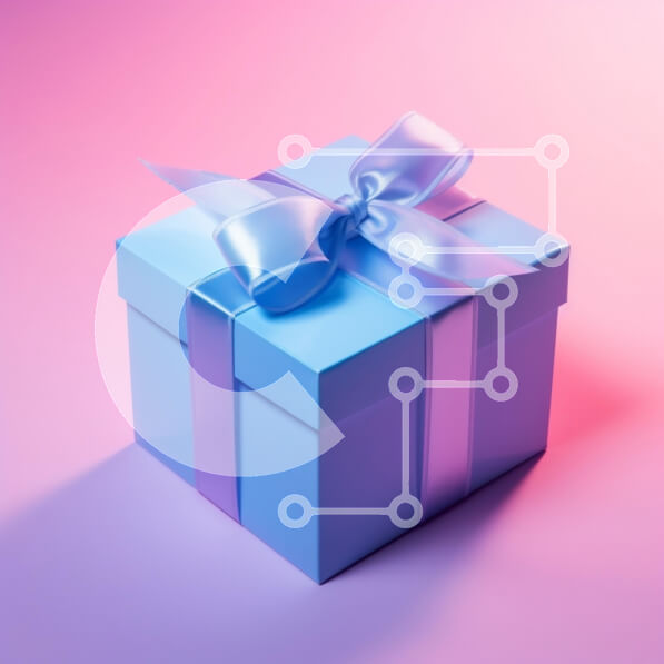 Intra Συλλεκτικό Ξύλινο Παζλ Plywood  4mm - Μπλε κουτί δώρου με μωβ κορδέλα και φιόγκο Σε Ξύλινο Κουτί - Διαστάσεις: 10x10 cm – 25 κομμάτια