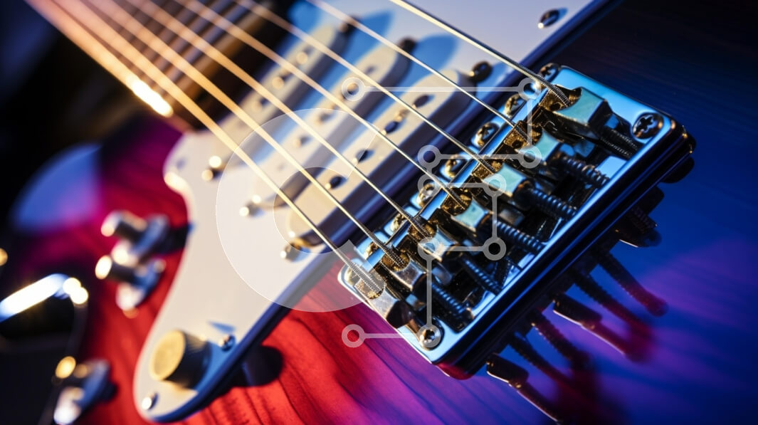 Intra Συλλεκτικό Ξύλινο Παζλ Plywood  4mm - Κοντινό πλάνο της πολύχρωμης ηλεκτρικής κιθάρας Σε Ξύλινο Κουτί - Διαστάσεις Puzzle: 10x10 cm – 25 κομμάτια