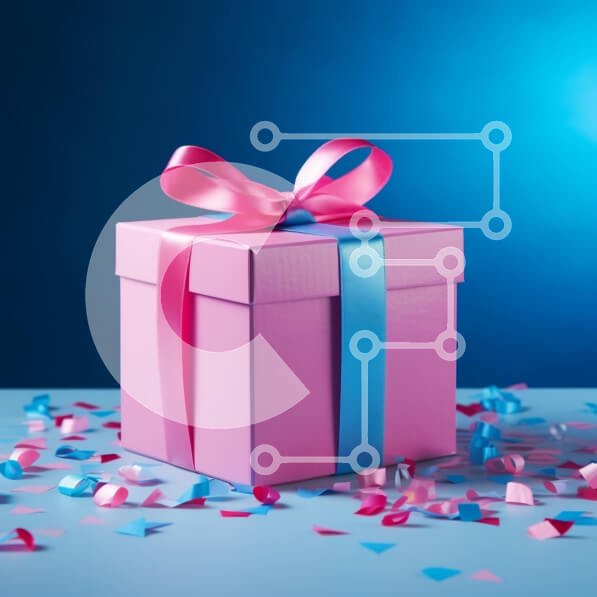 Intra Συλλεκτικό Ξύλινο Παζλ Plywood  4mm - Ροζ Κουτί δώρου με κομφετί Σε Ξύλινο Κουτί - Διαστάσεις Puzzle: 10x10 cm – 25 κομμάτια