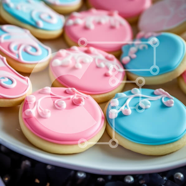 Σετ των 2 Intra Συλλεκτικό Ξύλινο Παζλ Plywood  4mm - Πιάτο μπισκότων με ροζ, μπλε και λευκά διακοσμητικά Σε Ξύλινο Κουτί - Διαστάσεις: 10x10 cm – 25 κομμάτια