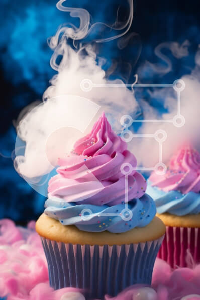 Σετ των 2 Intra Συλλεκτικό Ξύλινο Παζλ Plywood  4mm - Πολύχρωμα Cupcakes με ροζ και μπλε γλάσο Σε Ξύλινο Κουτί - Διαστάσεις: 10x10 cm – 25 κομμάτια