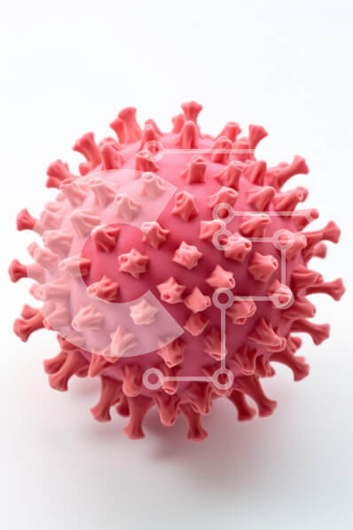 Intra Συλλεκτικό Ξύλινο Παζλ Plywood  4mm - Στυλιζαρισμένη αναπαράσταση ιών σε ροζ χρώμα Σε Ξύλινο Κουτί - Διαστάσεις Puzzle: 10x10 cm – 25 κομμάτια