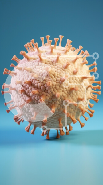 Intra Συλλεκτικό Ξύλινο Παζλ Plywood  4mm - Τρισδιάστατο μοντέλο του ιού της γρίπης σε μπλε φόντο Σε Ξύλινο Κουτί - Διαστάσεις Puzzle: 10x10 cm – 25 κομμάτια