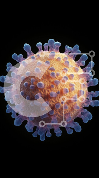 Intra Συλλεκτικό Ξύλινο Παζλ Plywood  4mm - τρισδιάστατος μπλε και μωβ ιός που επιπλέει στον αέρα Σε Ξύλινο Κουτί - Διαστάσεις Puzzle: 10x10 cm – 25 κομμάτια