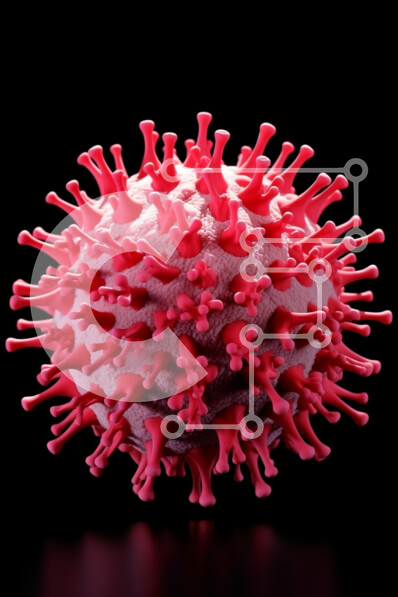 Intra Συλλεκτικό Ξύλινο Παζλ Plywood  4mm - 3D εικόνα του ροζ κορωνοϊού σε μαύρο φόντο Σε Ξύλινο Κουτί - Διαστάσεις Puzzle: 10x10 cm – 25 κομμάτια