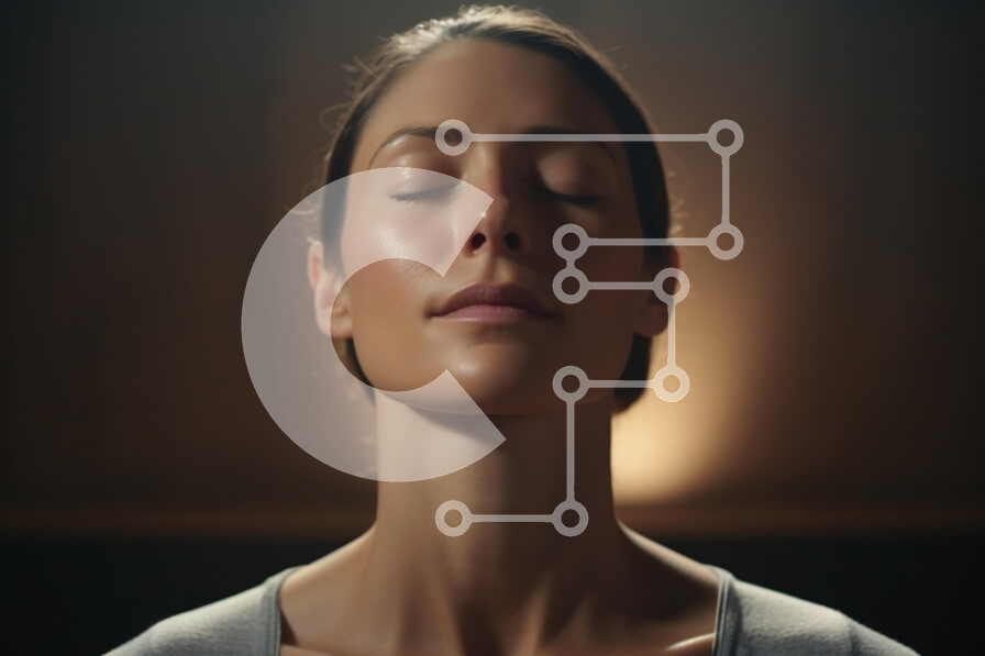 Intra Συλλεκτικό Ξύλινο Παζλ Plywood  4mm - Γαλήνια γυναίκα που διαλογίζεται σε απαλό φως Σε Ξύλινο Κουτί - Διαστάσεις Puzzle: 10x10 cm – 25 κομμάτια