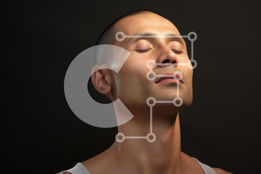 Intra Συλλεκτικό Ξύλινο Παζλ Plywood  4mm - Κοντινό πλάνο ενός άνδρα με κλειστά μάτια Σε Ξύλινο Κουτί - Διαστάσεις Puzzle: 10x10 cm – 25 κομμάτια