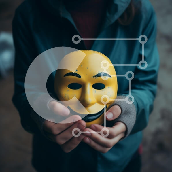 Intra Συλλεκτικό Ξύλινο Παζλ Plywood  4mm - Άτομο που κρατά μια φωτεινή κίτρινη μάσκα Σε Ξύλινο Κουτί - Διαστάσεις Puzzle: 10x10 cm – 25 κομμάτια