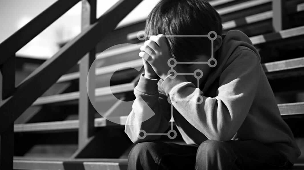 Intra Συλλεκτικό Ξύλινο Παζλ Plywood  4mm - Νεαρό αγόρι στις υπαίθριες σκάλες σε κίνδυνο Σε Ξύλινο Κουτί - Διαστάσεις Puzzle: 10x10 cm – 25 κομμάτια