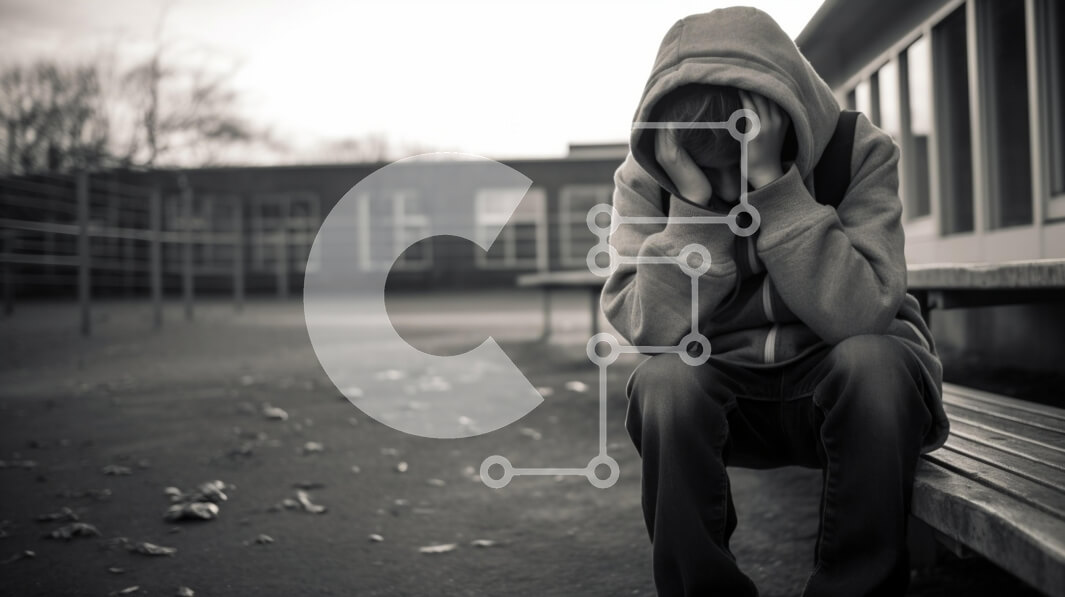 Intra Συλλεκτικό Ξύλινο Παζλ Plywood  4mm - Νεαρό άτομο σε κίνδυνο στον σχολικό πάγκο Σε Ξύλινο Κουτί - Διαστάσεις Puzzle: 10x10 cm – 25 κομμάτια