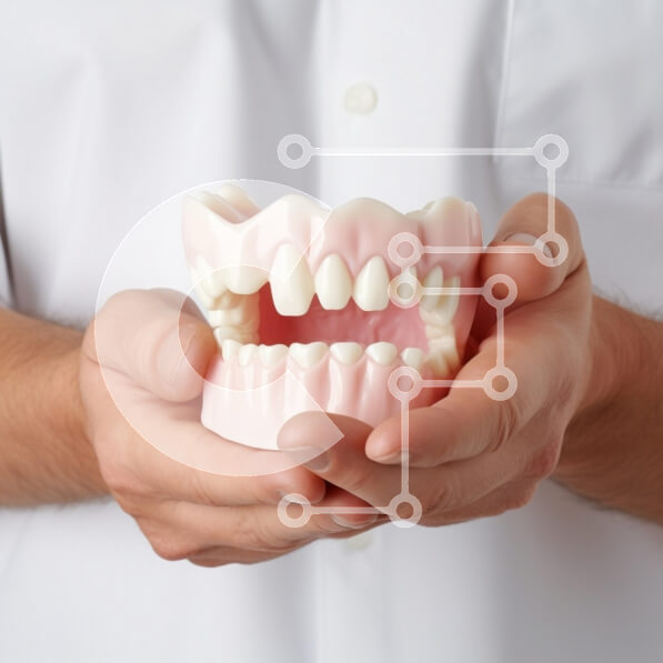 Intra Συλλεκτικό Ξύλινο Παζλ Plywood  4mm - Άνδρας που κρατά ροζ οδοντιατρικό μοντέλο Σε Ξύλινο Κουτί - Διαστάσεις Puzzle: 10x10 cm – 25 κομμάτια