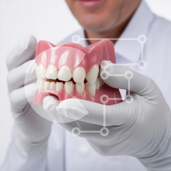 Intra Συλλεκτικό Ξύλινο Παζλ Plywood  4mm - Επαγγελματίας Οδοντίατρος που δείχνει το μοντέλο δοντιών Σε Ξύλινο Κουτί - Διαστάσεις Puzzle: 10x10 cm – 25 κομμάτια