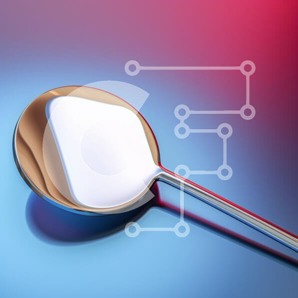 Intra Συλλεκτικό Ξύλινο Παζλ Plywood  4mm - Ασημένιο κουτάλι σε αφηρημένο φόντο Σε Ξύλινο Κουτί - Διαστάσεις: 10x10 cm – 25 κομμάτια