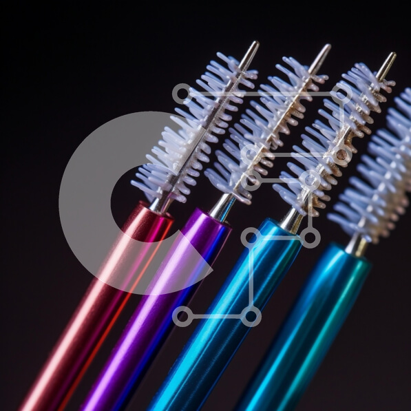 Σετ των 2 Intra Συλλεκτικό Ξύλινο Παζλ Plywood  4mm - Πολύχρωμες βούρτσες βλεφαρίδων σε σκούρο φόντο Σε Ξύλινο Κουτί - Διαστάσεις: 10x10 cm – 25 κομμάτια