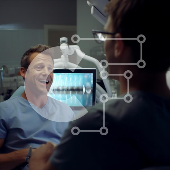 Intra Συλλεκτικό Ξύλινο Παζλ Plywood  4mm - Οδοντίατρος σε επαφή με ασθενή στο οδοντιατρείο Σε Ξύλινο Κουτί - Διαστάσεις Puzzle: 10x10 cm – 25 κομμάτια