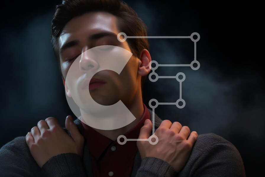 Intra Συλλεκτικό Ξύλινο Παζλ Plywood  4mm - Νεαρός άνδρας στην ενδοσκόπηση μέσα σε μαλακό καπνό Σε Ξύλινο Κουτί - Διαστάσεις Puzzle: 10x10 cm – 25 κομμάτια