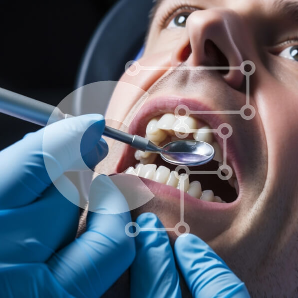 Intra Συλλεκτικό Ξύλινο Παζλ Plywood  4mm - Σκηνή οδοντιατρικής εξέτασης με ασθενή και οδοντίατρο Σε Ξύλινο Κουτί - Διαστάσεις Puzzle: 10x10 cm – 25 κομμάτια