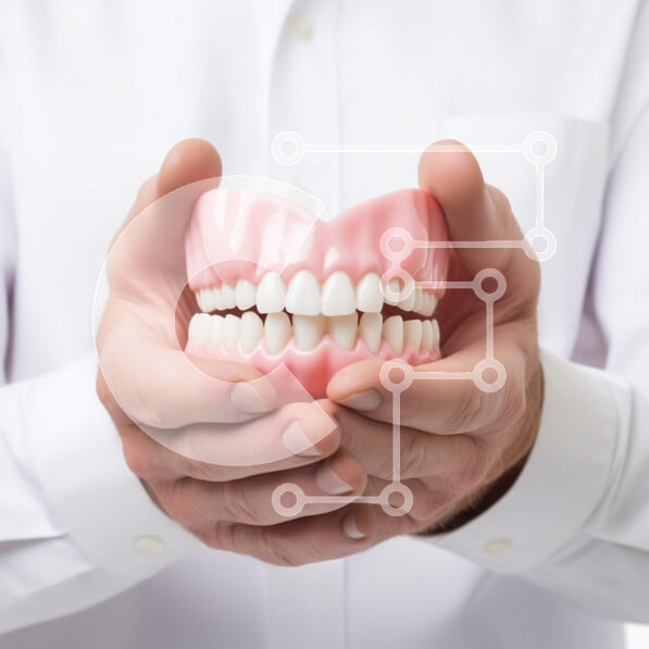 Intra Συλλεκτικό Ξύλινο Παζλ Plywood  4mm - Άτομο που κρατά ένα μοντέλο οδοντικών δοντιών Σε Ξύλινο Κουτί - Διαστάσεις Puzzle: 10x10 cm – 25 κομμάτια