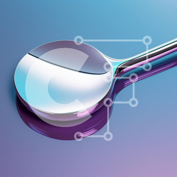 Intra Συλλεκτικό Ξύλινο Παζλ Plywood  4mm - Ασημένιο και μωβ κουτάλι σε πολύχρωμο φόντο Σε Ξύλινο Κουτί - Διαστάσεις: 10x10 cm – 25 κομμάτια