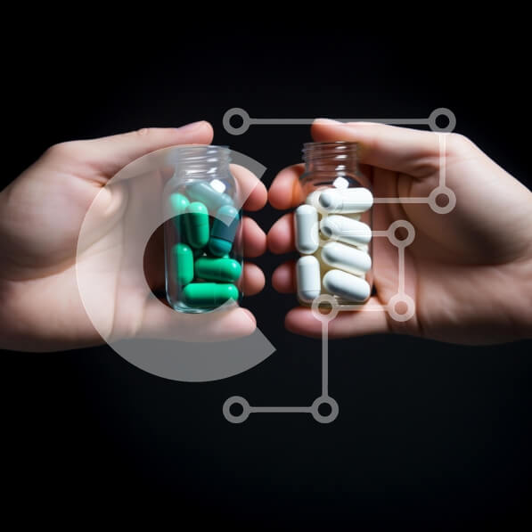 Intra Συλλεκτικό Ξύλινο Παζλ Plywood  4mm - Χέρια που κρατούν γυάλινα βάζα με κάψουλες διαφορετικών χρωμάτων Σε Ξύλινο Κουτί - Διαστάσεις Puzzle: 10x10 cm – 25 κομμάτια