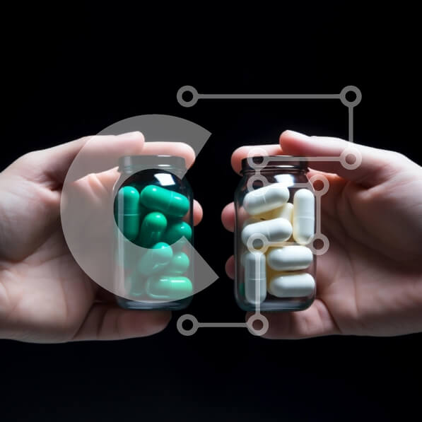 Intra Συλλεκτικό Ξύλινο Παζλ Plywood  4mm - Πράσινες και λευκές κάψουλες σε βάζα Σε Ξύλινο Κουτί - Διαστάσεις Puzzle: 10x10 cm – 25 κομμάτια