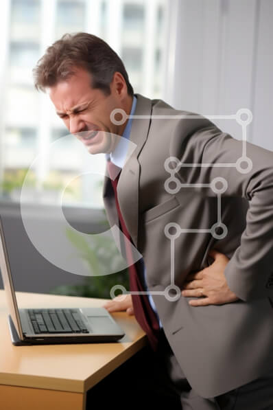 Intra Συλλεκτικό Ξύλινο Παζλ Plywood  4mm - Επιχειρηματίας με πόνο στην πλάτη στο γραφείο Σε Ξύλινο Κουτί - Διαστάσεις Puzzle: 10x10 cm – 25 κομμάτια