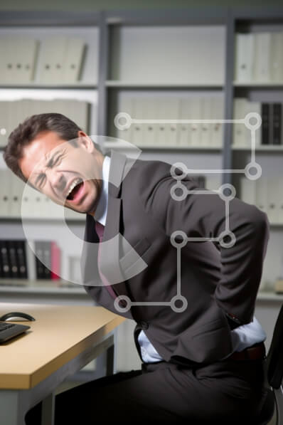 Intra Συλλεκτικό Ξύλινο Παζλ Plywood  4mm - Άνδρας με πόνο στην πλάτη στο γραφείο Σε Ξύλινο Κουτί - Διαστάσεις Puzzle: 10x10 cm – 25 κομμάτια