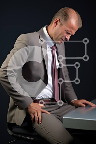 Intra Συλλεκτικό Ξύλινο Παζλ Plywood  4mm - Επιχειρηματίας με κοστούμι με πόνο στην πλάτη στο γραφείο Σε Ξύλινο Κουτί - Διαστάσεις Puzzle: 10x10 cm – 25 κομμάτια