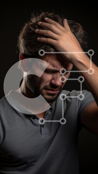 Intra Συλλεκτικό Ξύλινο Παζλ Plywood  4mm - Ταλαιπωρημένο άτομο που κρατά το κεφάλι του Σε Ξύλινο Κουτί - Διαστάσεις Puzzle: 10x10 cm – 25 κομμάτια