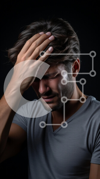 Intra Συλλεκτικό Ξύλινο Παζλ Plywood  4mm - Νεαρός άνδρας που παρουσιάζει αγωνία Σε Ξύλινο Κουτί - Διαστάσεις Puzzle: 10x10 cm – 25 κομμάτια