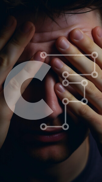 Intra Συλλεκτικό Ξύλινο Παζλ Plywood  4mm - Άτομο που εκφράζει αγωνία καλύπτοντας το πρόσωπο Σε Ξύλινο Κουτί - Διαστάσεις Puzzle: 10x10 cm – 25 κομμάτια