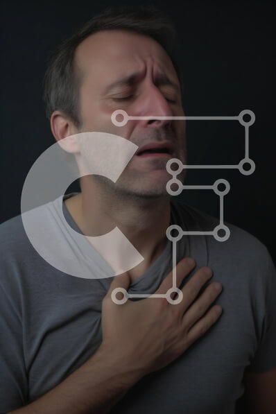 Intra Συλλεκτικό Ξύλινο Παζλ Plywood  4mm - Άνδρας σε κίνδυνο που πιάνει το στήθος Σε Ξύλινο Κουτί - Διαστάσεις Puzzle: 10x10 cm – 25 κομμάτια