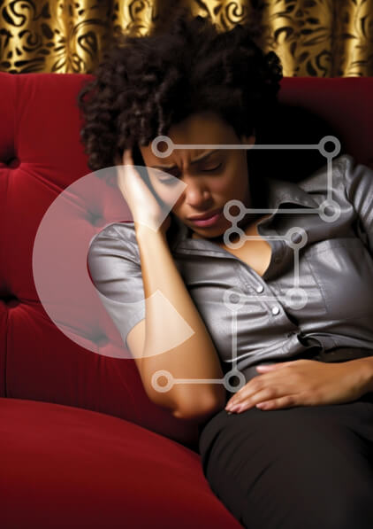 Intra Συλλεκτικό Ξύλινο Παζλ Plywood  4mm - Γυναίκα σε κίνδυνο σε έναν κόκκινο καναπέ Σε Ξύλινο Κουτί - Διαστάσεις Puzzle: 10x10 cm – 25 κομμάτια