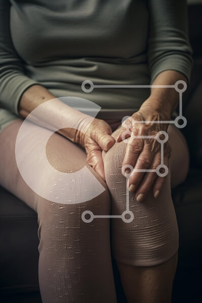 Intra Συλλεκτικό Ξύλινο Παζλ Plywood  4mm - Κοντινό πλάνο των χεριών ενός ηλικιωμένου ατόμου που στηρίζονται στα γόνατα Σε Ξύλινο Κουτί - Διαστάσεις Puzzle: 10x10 cm – 25 κομμάτια