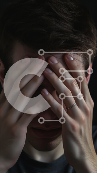 Intra Συλλεκτικό Ξύλινο Παζλ Plywood  4mm - Άτομο που καλύπτει το πρόσωπο σε συναισθηματική δυσφορία Σε Ξύλινο Κουτί - Διαστάσεις Puzzle: 10x10 cm – 25 κομμάτια