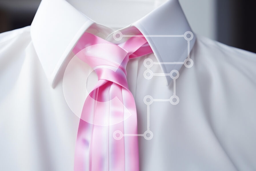 Intra Συλλεκτικό Ξύλινο Παζλ Plywood  4mm - Κοντινό πλάνο ενός λευκού πουκάμισου φορέματος με μια ροζ γραβάτα Σε Ξύλινο Κουτί - Διαστάσεις Puzzle: 10x10 cm – 25 κομμάτια