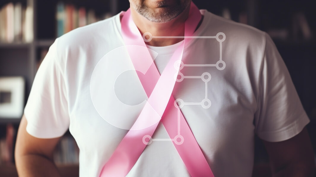 Intra Συλλεκτικό Ξύλινο Παζλ Plywood  4mm - Άνδρας που φορά ροζ κορδέλες για την ευαισθητοποίηση για τον καρκίνο του μαστού Σε Ξύλινο Κουτί - Διαστάσεις Puzzle: 10x10 cm – 25 κομμάτια