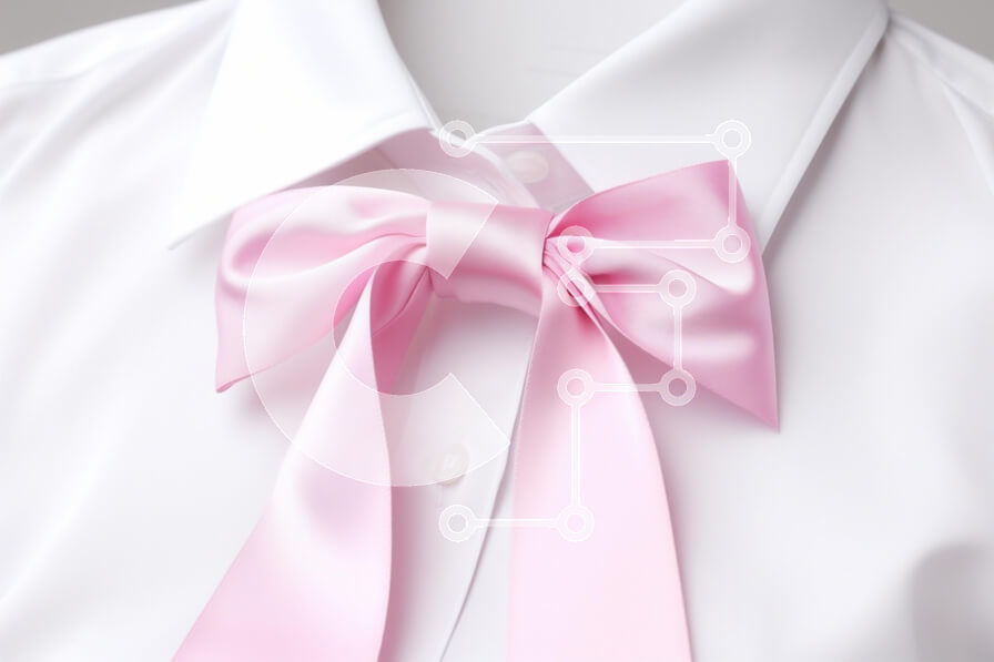 Intra Συλλεκτικό Ξύλινο Παζλ Plywood  4mm - Κομψός ροζ φιόγκος σε λευκό πουκάμισο Σε Ξύλινο Κουτί - Διαστάσεις Puzzle: 10x10 cm – 25 κομμάτια