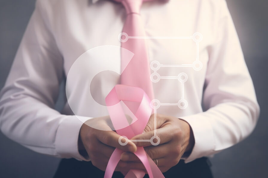 Intra Συλλεκτικό Ξύλινο Παζλ Plywood  4mm - Άτομο που κρατά ροζ κορδέλα για την ευαισθητοποίηση για τον καρκίνο του μαστού Σε Ξύλινο Κουτί - Διαστάσεις Puzzle: 10x10 cm – 25 κομμάτια