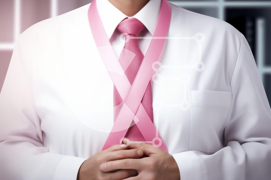 Intra Συλλεκτικό Ξύλινο Παζλ Plywood  4mm - Άνδρας που υποστηρίζει την ευαισθητοποίηση για τον καρκίνο του μαστού με ροζ κορδέλες Σε Ξύλινο Κουτί - Διαστάσεις Puzzle: 10x10 cm – 25 κομμάτια