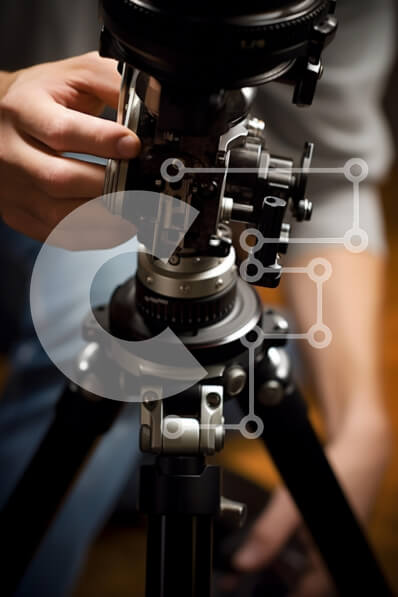 Intra Συλλεκτικό Ξύλινο Παζλ Plywood  4mm - Κοντινό πλάνο της προσαρμογής κάμερας σε τρίποδο Σε Ξύλινο Κουτί - Διαστάσεις Puzzle: 10x10 cm – 25 κομμάτια