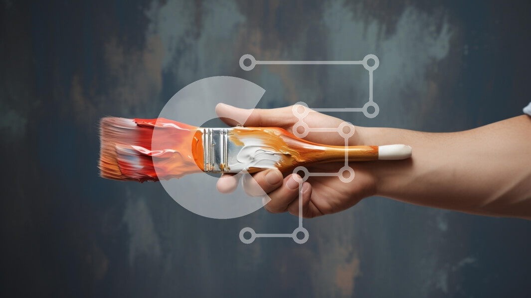 Intra Συλλεκτικό Ξύλινο Παζλ Plywood  4mm - Χέρι που κρατά ένα πολύχρωμο πινέλο Σε Ξύλινο Κουτί - Διαστάσεις Puzzle: 10x10 cm – 25 κομμάτια