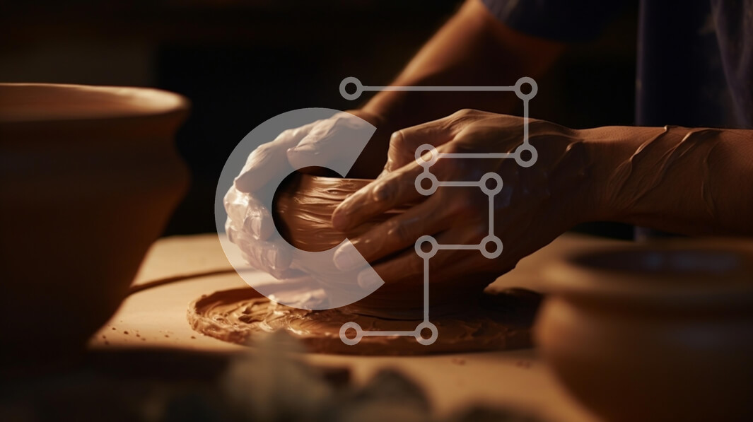 Intra Συλλεκτικό Ξύλινο Παζλ Plywood  4mm - Πήλινο μπολ Potter Shaping on Wheel Σε Ξύλινο Κουτί - Διαστάσεις Puzzle: 10x10 cm – 25 κομμάτια