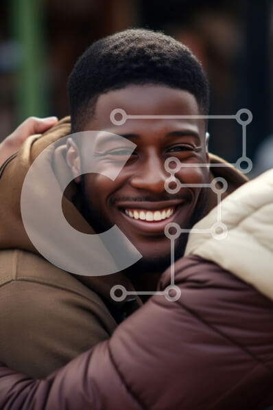 Intra Συλλεκτικό Ξύλινο Παζλ Plywood  4mm - Χαρούμενη αγκαλιά μεταξύ φίλων Σε Ξύλινο Κουτί - Διαστάσεις Puzzle: 10x10 cm – 25 κομμάτια