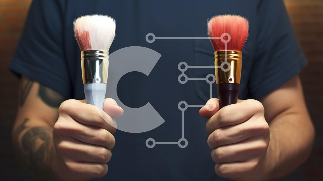 Intra Συλλεκτικό Ξύλινο Παζλ Plywood  4mm - Δύο πινέλα μακιγιάζ που κρατά ένα άτομο Σε Ξύλινο Κουτί - Διαστάσεις: 10x10 cm – 25 κομμάτια